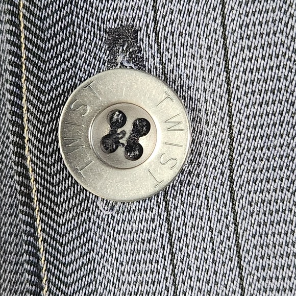 Twist Platinum Shirt Men's MED. Short-Sleeve Blue/gray Striped Button-Up Relaxed - Picture 5 of 9